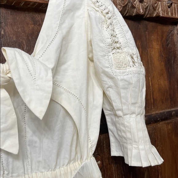 Sea NY Thora Thread Pull Romper In Cream Cotton Size 6 - Picture 7 of 13